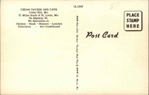 Cedar Hill Missouri MO Cedar Taverns & Cafe Linen c1930s-40s Postcard