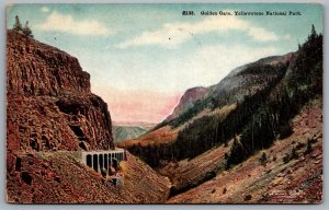 Postcard Yellowstone Park WY c1908 Golden Gate Bunsen Peak Terrace Mtns Haynes