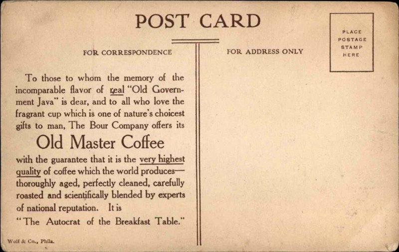 Hieronymus Holzschuher Bour's Old Master Coffee Ad Advertising c1910 Postcard