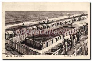 Old Postcard Cabourg Beach and Pool School