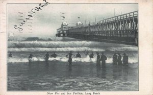 New Pier and Sun Pavilion, Long Beach, California, Early Postcard, Used in 1905