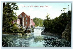 c1905 Falls And Mill At Newton Upper Falls Maine ME Antique Postcard