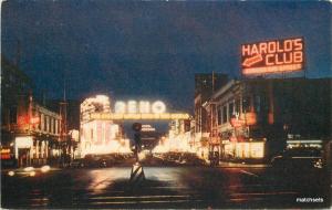 1940s Reno Nevada Neon Lights Night Arch Autos Wesco Postcard United States Nevada Other Postcard Hippostcard