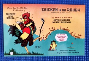 Vintage CHICKEN in the ROUGH Restaurant Oklahoma City OK Contest Postcard