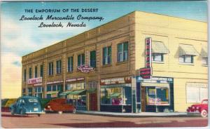 LOVELOCK, NV Nevada  MERCANTILE COMPANY   c1940s Cars Linen Roadside  Postcard