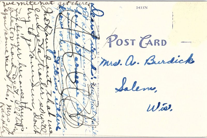 Postcard SCHOOL SCENE Elkhorn Wisconsin WI AI0976