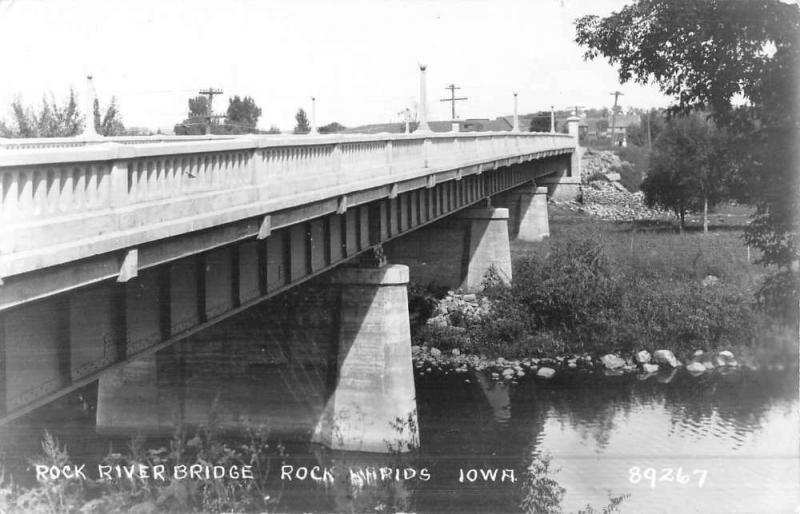 Rock Rapids Iowa River Bridge Real Photo Antique Postcard K50030