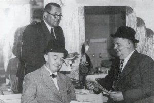 Laurel & Hardy 1940s BBC Radio Morecambe Live Show Photo Postcard