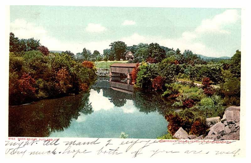 Postcard BRIDGE SCENE Rutland Vermont VT AS7517