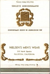Vintage Matchbook: Nielsen’s Men’s Wear Fullerton, California MB99