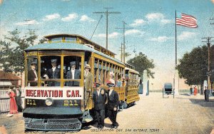 San Antonio Texas Observation Trolley Car, Color Lithograph Vintage PC U7999