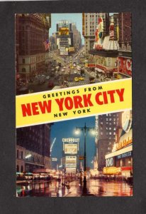 NY Greetings From New York City Times Square Pepsi Chevrolet Signs Postcard NYC