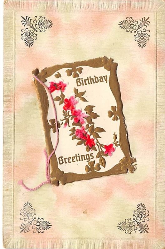 Birthday greetings attachment on card Writing on back 