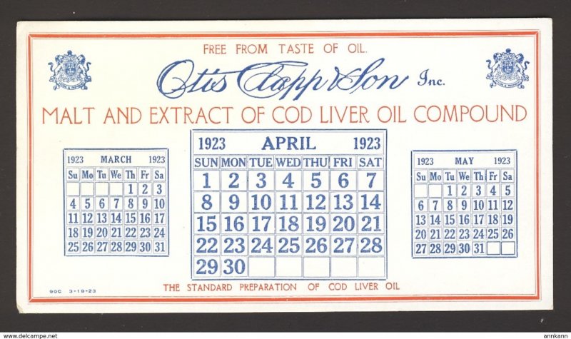 Otis Clapp & Son Inc. BOSTON Malt & Extract of Cod Liver Oil compound BLOTTER