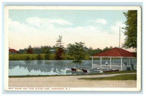 1912 Boat House and Lake, Slater Park, Pawtucket Rhode Island, RI Postcard 