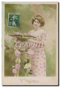 Old Postcard Fantasy Poisson April 1st Woman