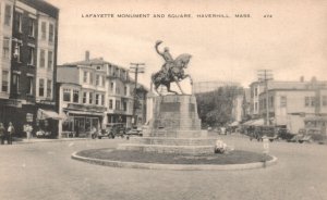 Vintage Postcard 1910's Lafayette Monument and Square Haverhill Massachusetts MA
