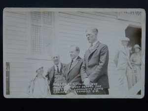 USA PRESIDENT COOLIDGE & Rolf Lium at Cong Church Hermosa c1920s RP Postcard