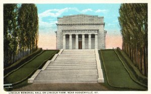 Vintage Postcard 1920's Lincoln Memorial Hall on Farm Hodgenville Kentucky K.Y.