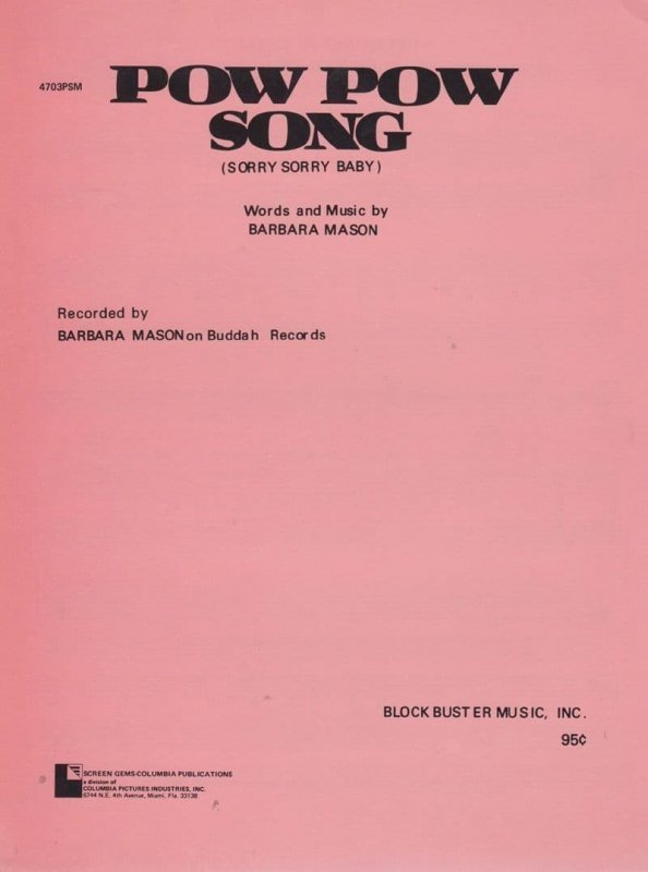 Pow Pow Song Barbara Mason 1970s Sheet Music