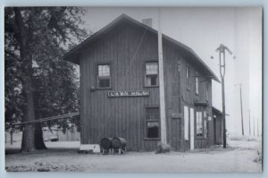 1980 Lawn Hill Iowa Railway Railroad Train Depot Station RPPC Photo Postcard