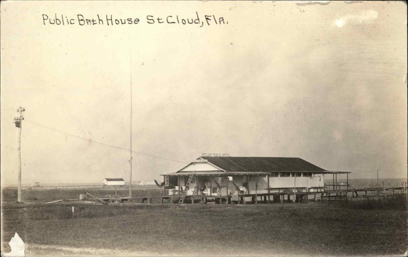 St. Cloud FL Public Bath House c1920 Real Photo Postcard
