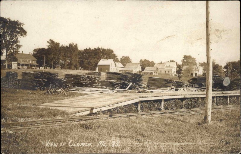 Olamon Maine ME Lumber Yard Greenbush c1910 Real Photo Postcard