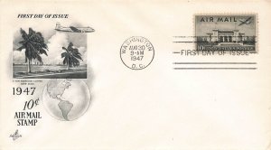 Washington DC  C34  1947 U.S. Airmail Postage 10¢ Airmail Mail Rate, FDC