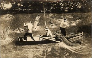 Fishing Exaggeration Waycross GA Cancel c1910 Real Photo Postcard