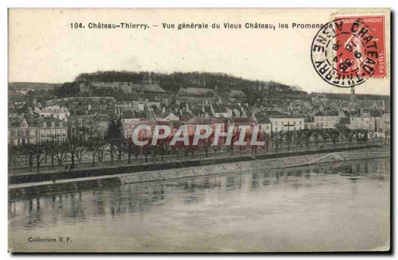 Old Postcard Castle Thierry General view of Old Castle Walks