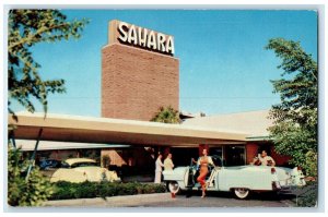 c1950 Hotel Sahara Guests Entrance Restaurant Classic Cars Las Vegas NV Postcard