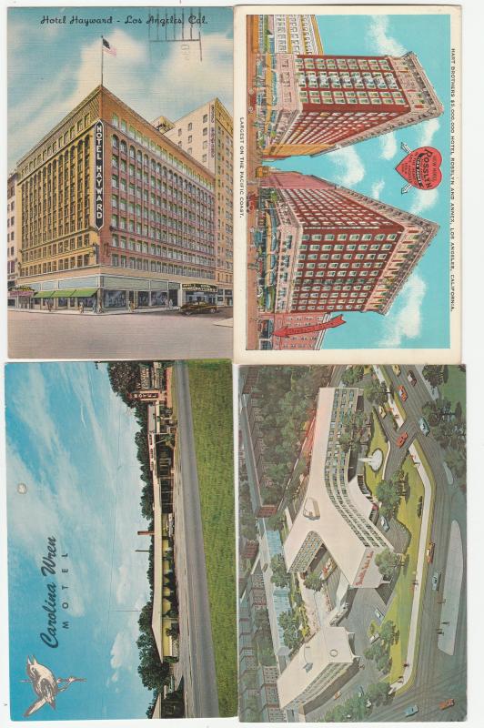 Lot of 4 hotel motel vintage postcards antique