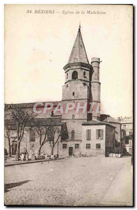 Old Postcard Beziers Madeleine Church