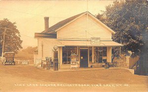 Lime Lake NY Red Hots Delicatessen Popcorn Popper Metro Gas Pumps RP Postcard