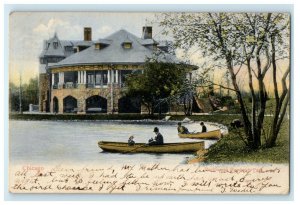1906 Scene of Two Boats and a Building Chicago Illinois IL Washburn IL Postcard