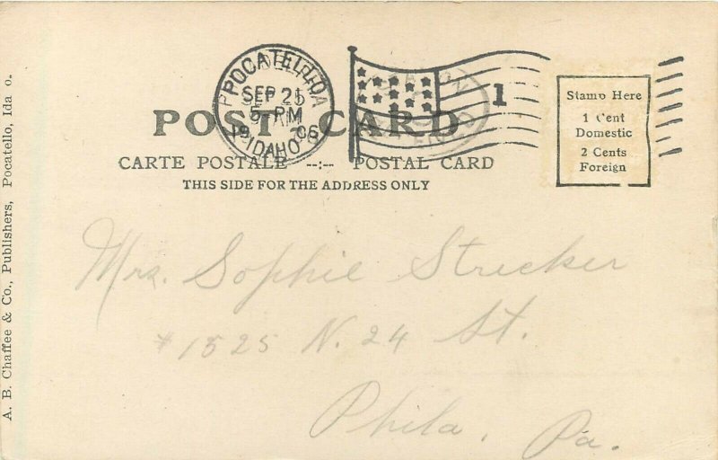 c1906 Postcard; Pocatello ID Town View from Northwest Bannock County posted