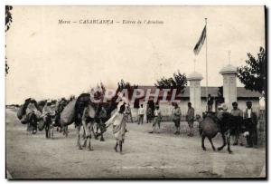 Old Postcard From Morocco Casablanca Entrance & # 39Aviation Camels Ane