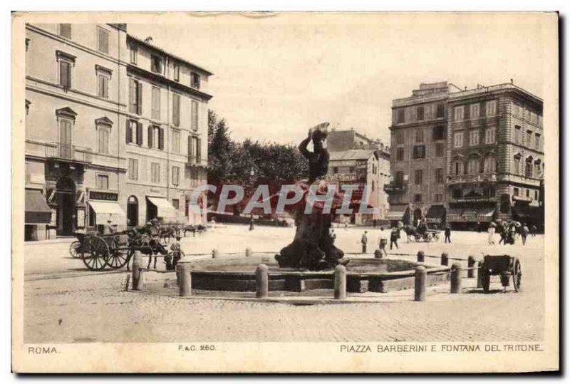 Old Postcard Italy Italia Roma Piazza Fontana del Berberini e Tribune Hairdre...