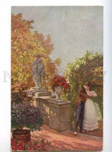 240268 Kiss in Garden LOVERS in Flowers by KAMMERER Vintage PC