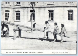 Beijing China Postcard Recess at Methodist School for Girls c1940's Vintage