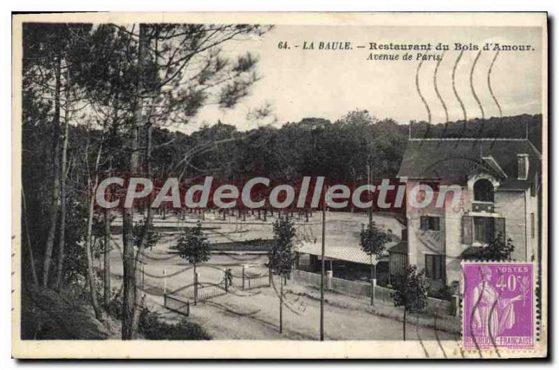 Old Postcard La Baule Restaurant du Bois d'Amour Paris Avenue