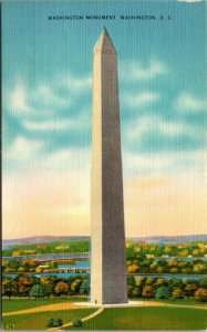 Vtg 1930s Washington Monument Washington DC Unused Linen Postcard