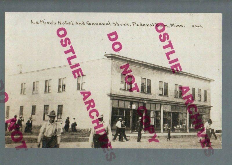 Federal Dam MINNESOTA RPPC c1910 GENERAL STORE Le Mixe nr Deer River Remer