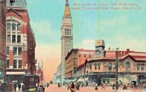 Postcard CO Denver Colorado-16th Street-Fisher Tower-Nast Photos-Antique 1913 C2