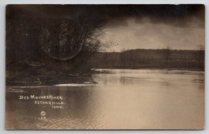 Estherville IA RPPC Iowa Des Moines River Calm Water Storm Clouds Postcard V28