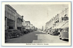 1950 Business Center Exterior Building Classic Cars Cedartown Georgia Postcard