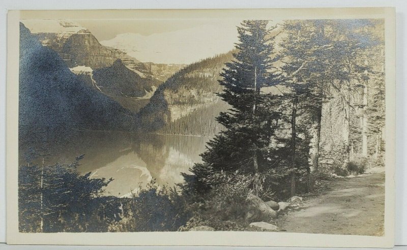 Rppc Scenic Mountain Reflections on Lake Tall Pines Dirt Road Photo Postcard N15