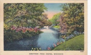 Wisconsin Greetings From Chetek With River Scene 1948