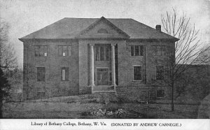 Bethany College Library Bethany West Virginia 1910c postcard