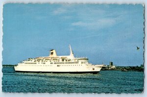 1960 Yarmouth Nova Scotia Canada Postcard Prince Fundy Harbor Ocean Ferry